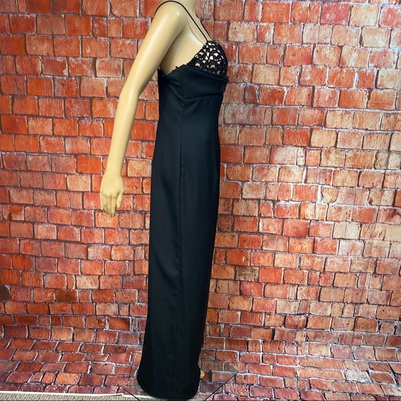 Vintage Black Empire Waist Spaghettini Strap Gown - Picture 9 of 11
